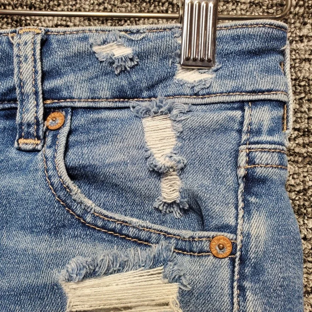 American Eagle Super Stretch Hi-Rise Shortie Denim Cutoff Shorts Women 4 Blue